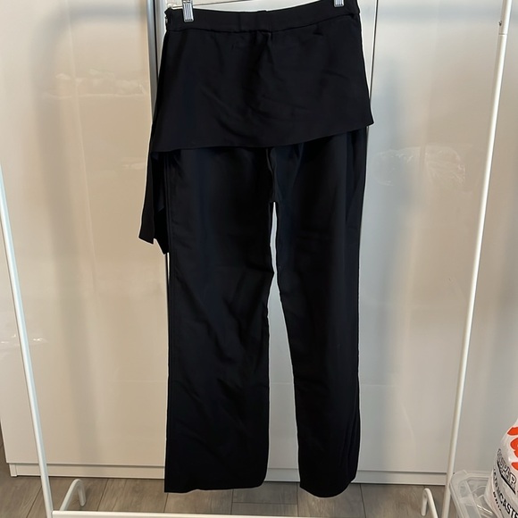 3.1 PHILLIP LIM Black Wool Blend Side Drape High Rise Wide Leg Pant, Size 8 - Picture 6 of 14